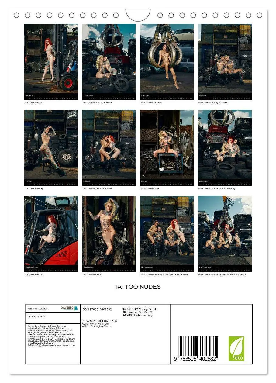 Bild: 9783516402582 | TATTOO NUDES (Wandkalender 2026 DIN A4 hoch), CALVENDO Monatskalender