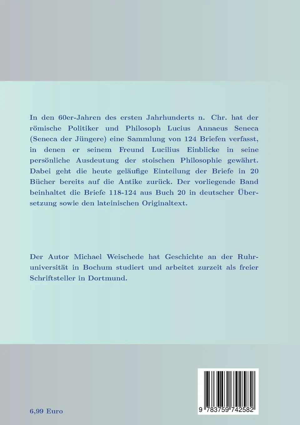 Rückseite: 9783759742582 | Seneca - Epistulae morales ad Lucilium - Liber XX Epistulae...