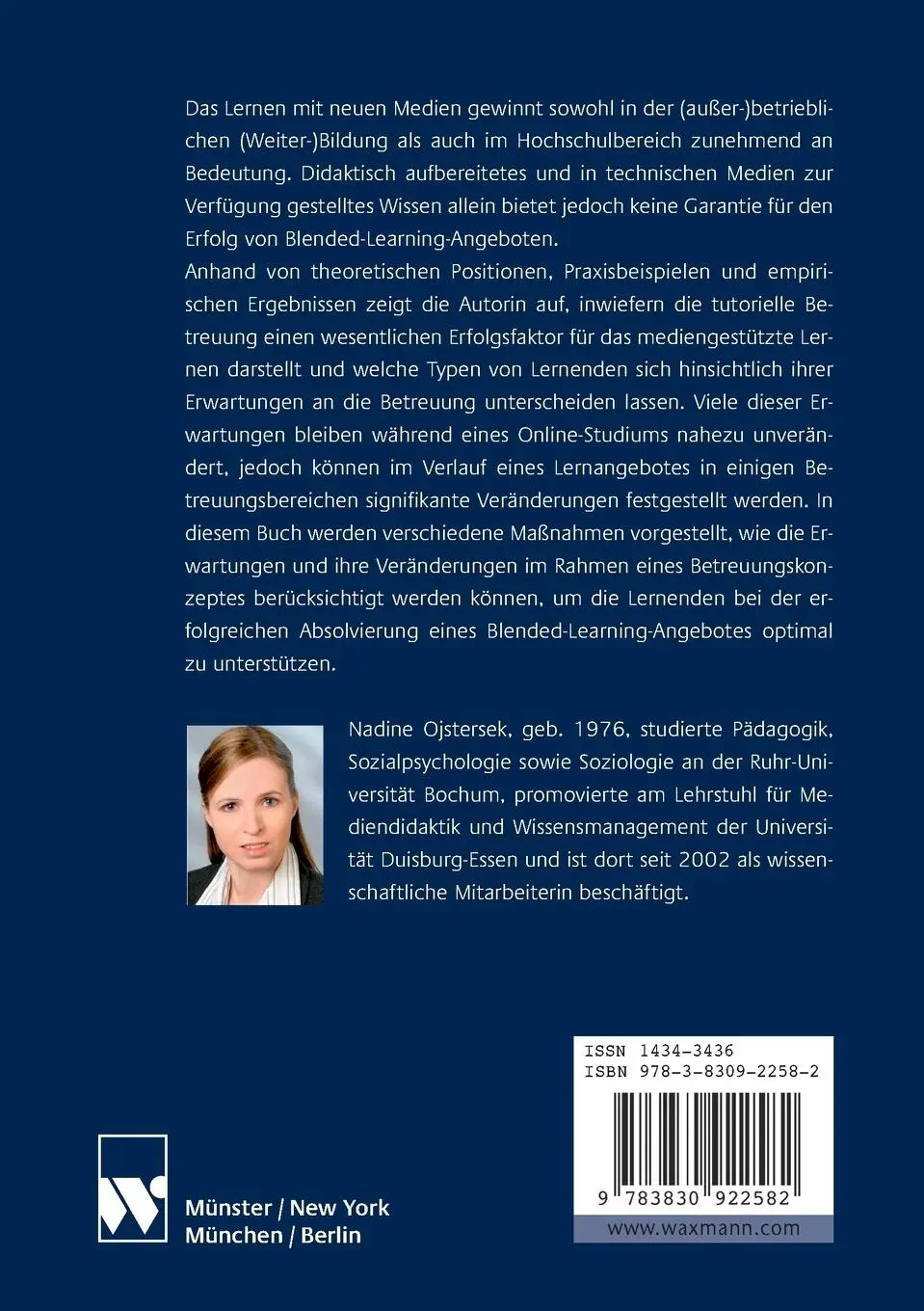 Rückseite: 9783830922582 | Betreuungskonzepte beim Blended Learning | Nadine Ojstersek | Buch