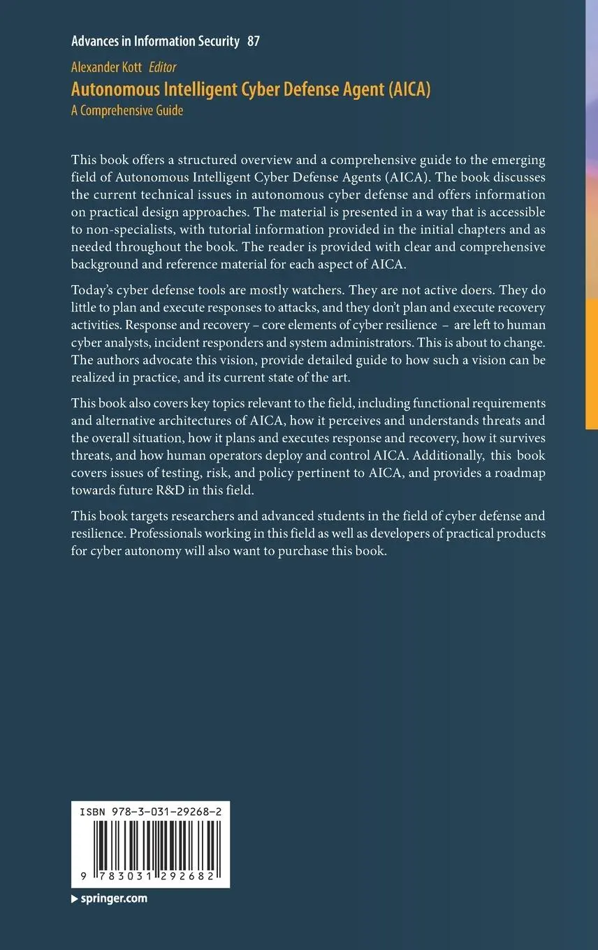 Rückseite: 9783031292682 | Autonomous Intelligent Cyber Defense Agent (AICA) | Alexander Kott