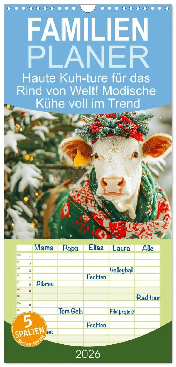 Cover: 9783516492682 | Familienplaner 2026 - Haute Kuh-ture für das Rind von Welt!...