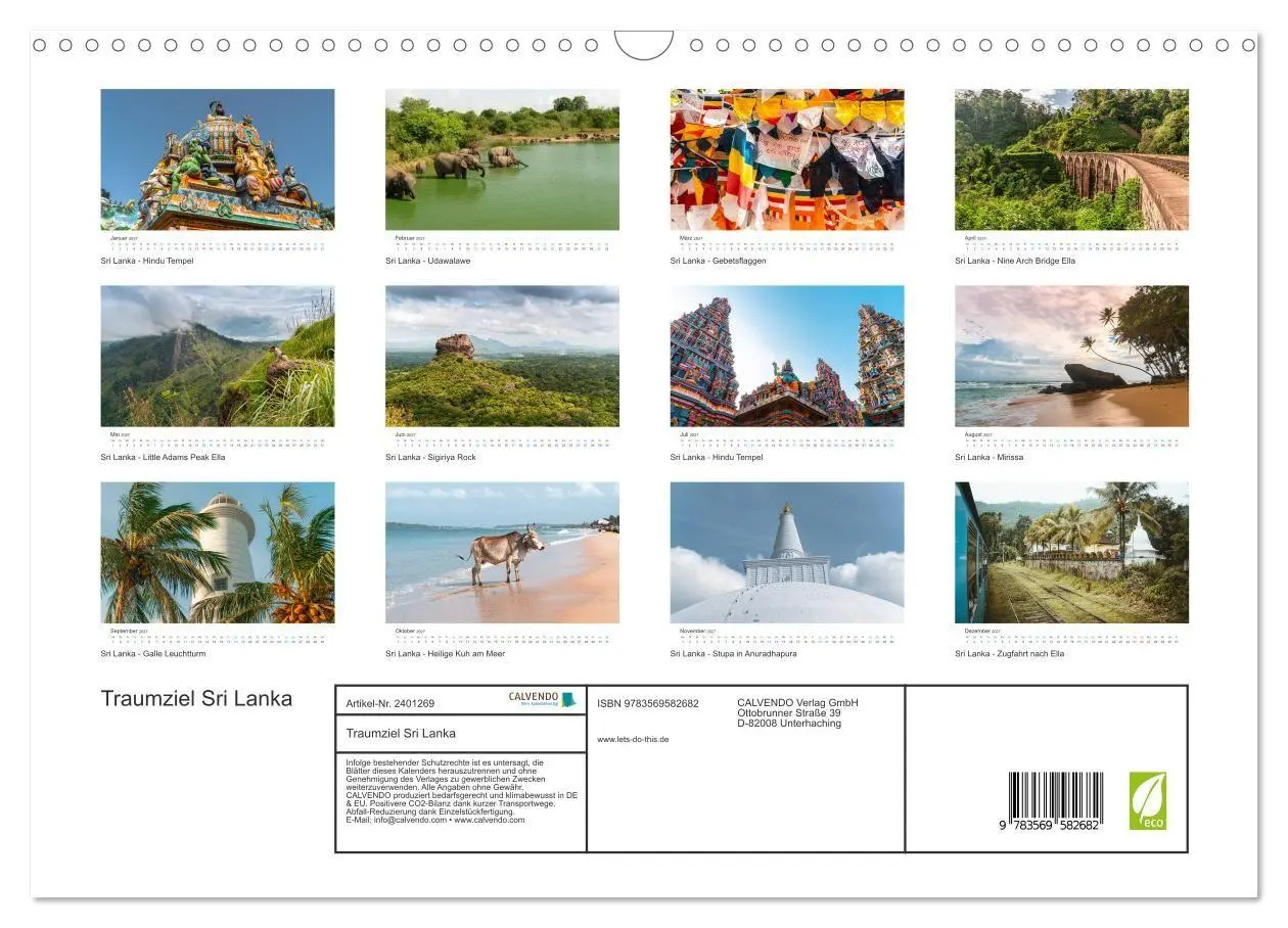 Bild: 9783569582682 | Traumziel Sri Lanka (Wandkalender 2027 DIN A3 quer), CALVENDO...