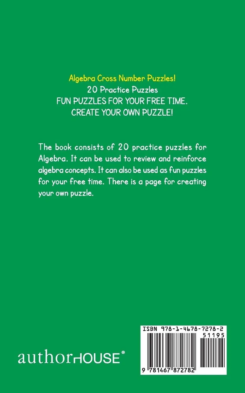 Rückseite: 9781467872782 | Algebra Cross Number Puzzles | Anna B. Napolitano | Taschenbuch | 2011