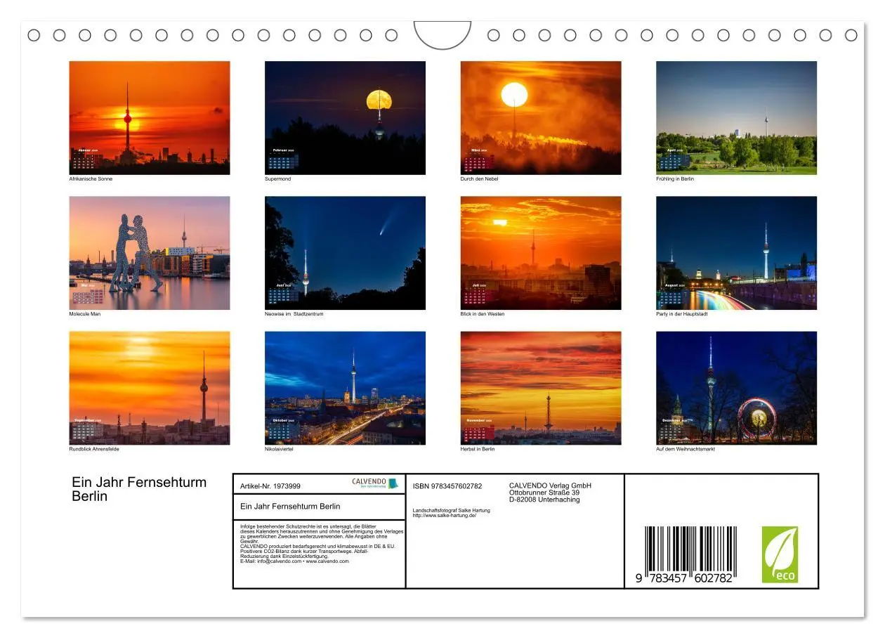Bild: 9783457602782 | Ein Jahr Fernsehturm Berlin (Wandkalender 2026 DIN A4 quer),...