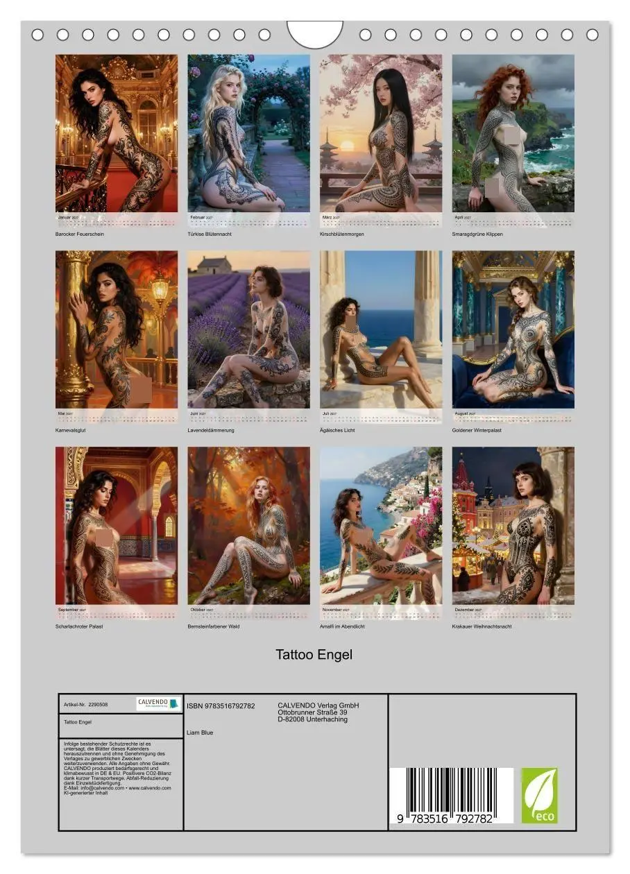 Bild: 9783516792782 | Tattoo Engel (Wandkalender 2027 DIN A4 hoch), CALVENDO Monatskalender