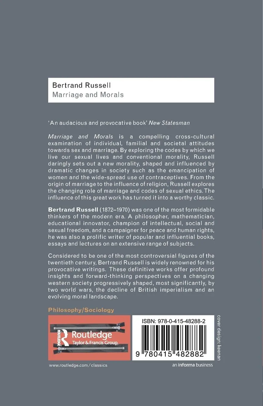 Rückseite: 9780415482882 | Marriage and Morals | Bertrand Russell | Taschenbuch | Englisch | 2009