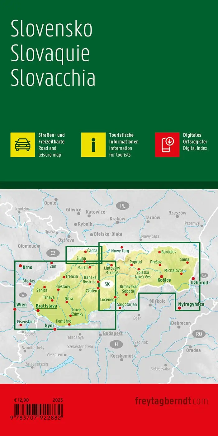 Rückseite: 9783707922882 | Slowakei, Straßen- und Freizeitkarte 1:200.000, freytag &amp; berndt