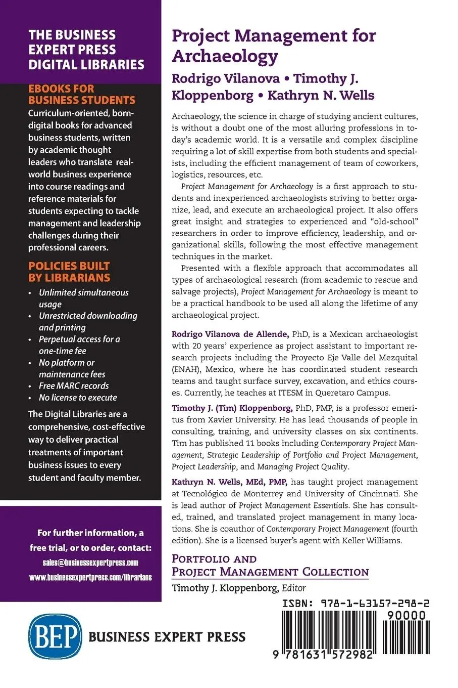 Rückseite: 9781631572982 | Project Management for Archaeology | Rodrigo Vilanova (u. a.) | Buch