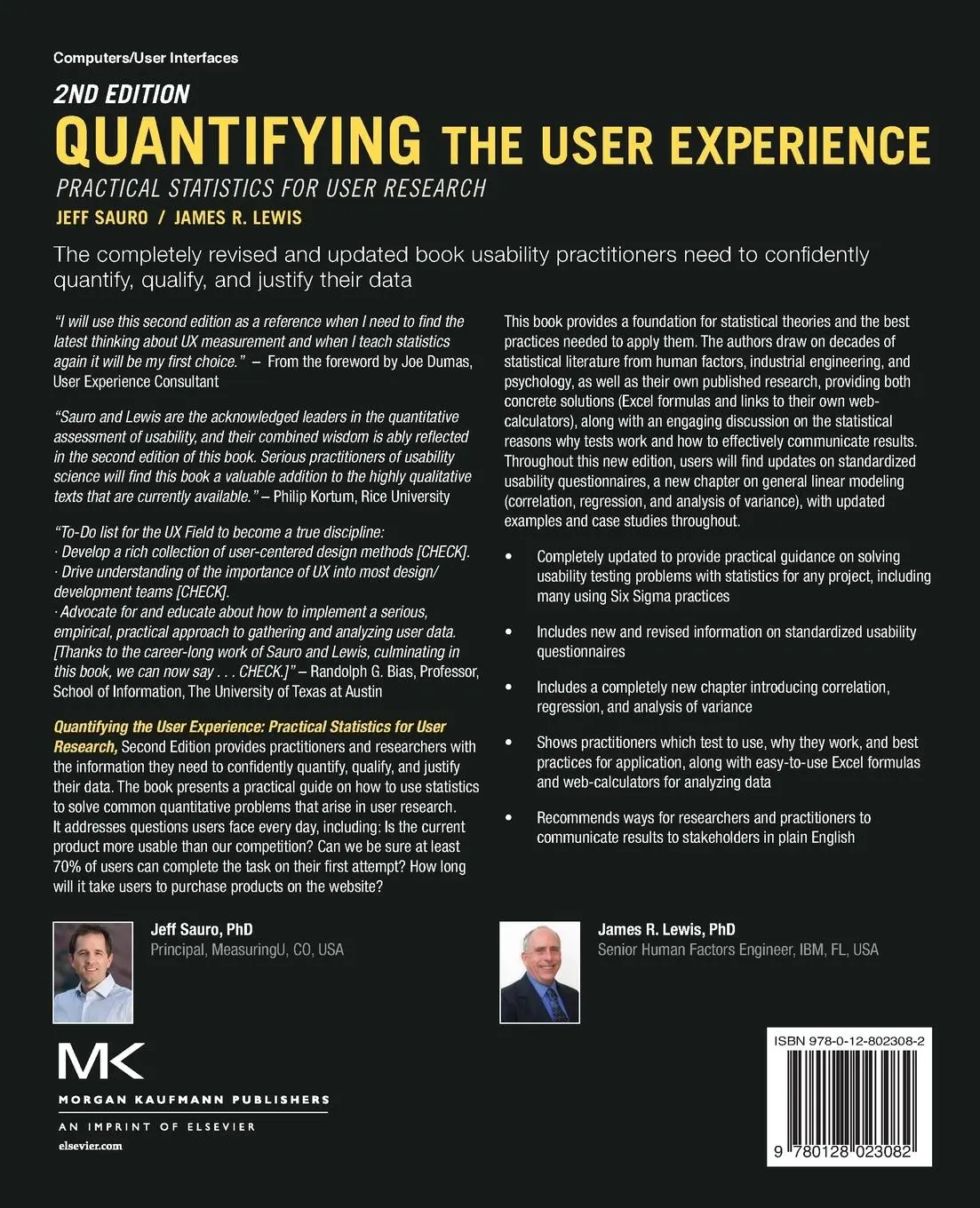 Rückseite: 9780128023082 | Quantifying the User Experience | Jeff Sauro (u. a.) | Taschenbuch