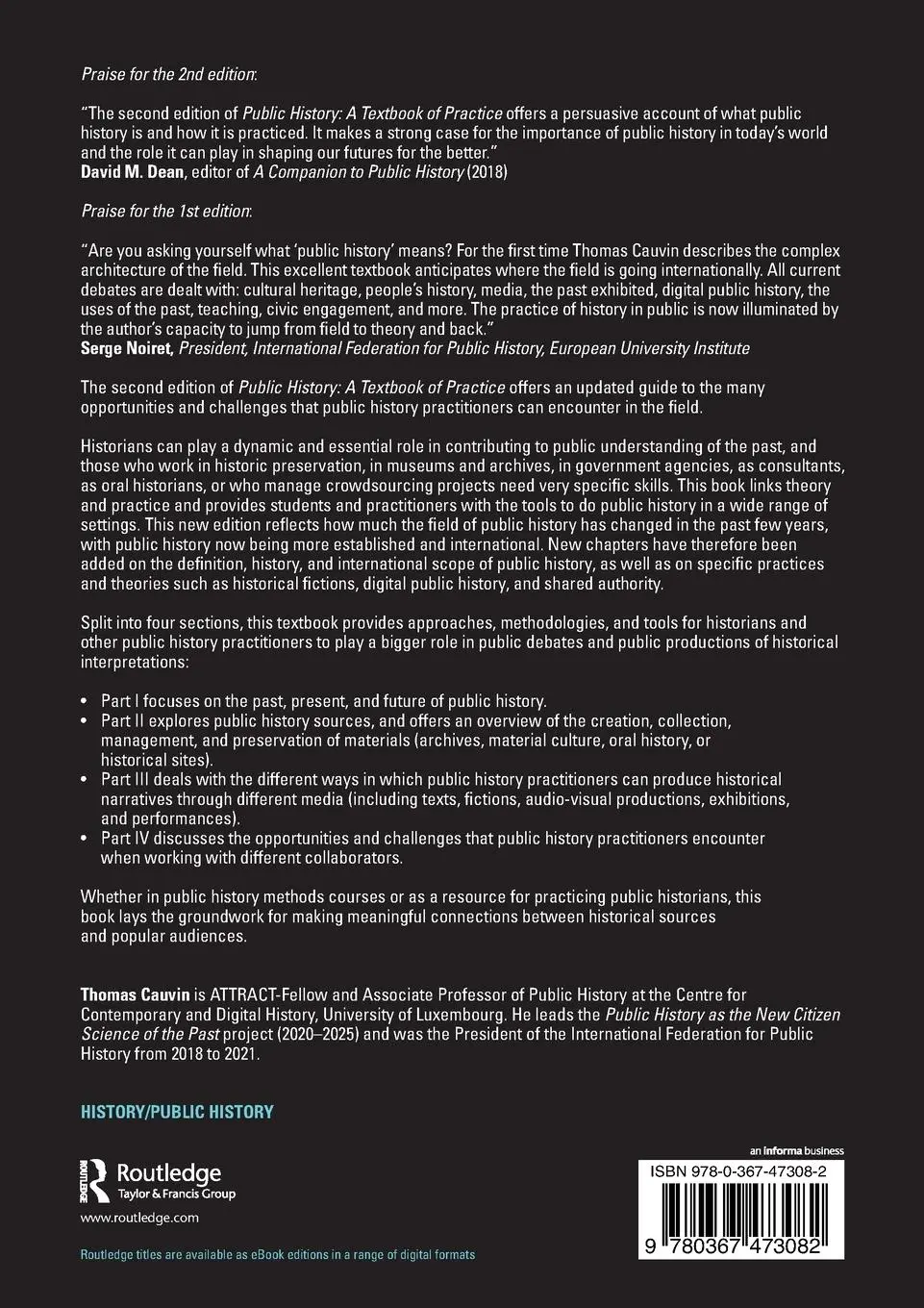 Rückseite: 9780367473082 | Public History | A Textbook of Practice | Thomas Cauvin | Taschenbuch