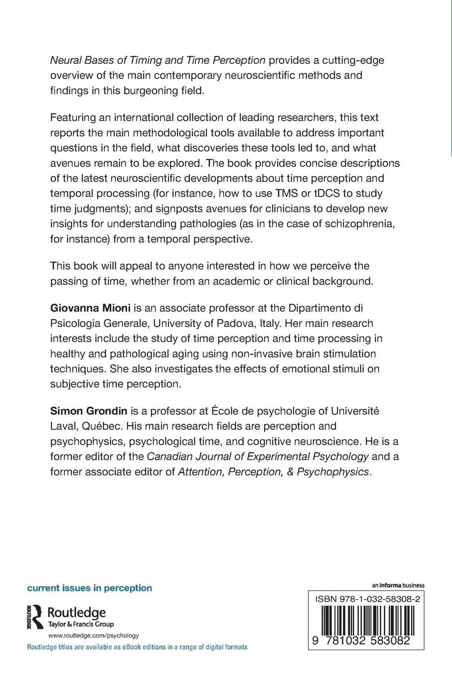 Rückseite: 9781032583082 | Neural Bases of Timing and Time Perception | Giovanna Mioni (u. a.)