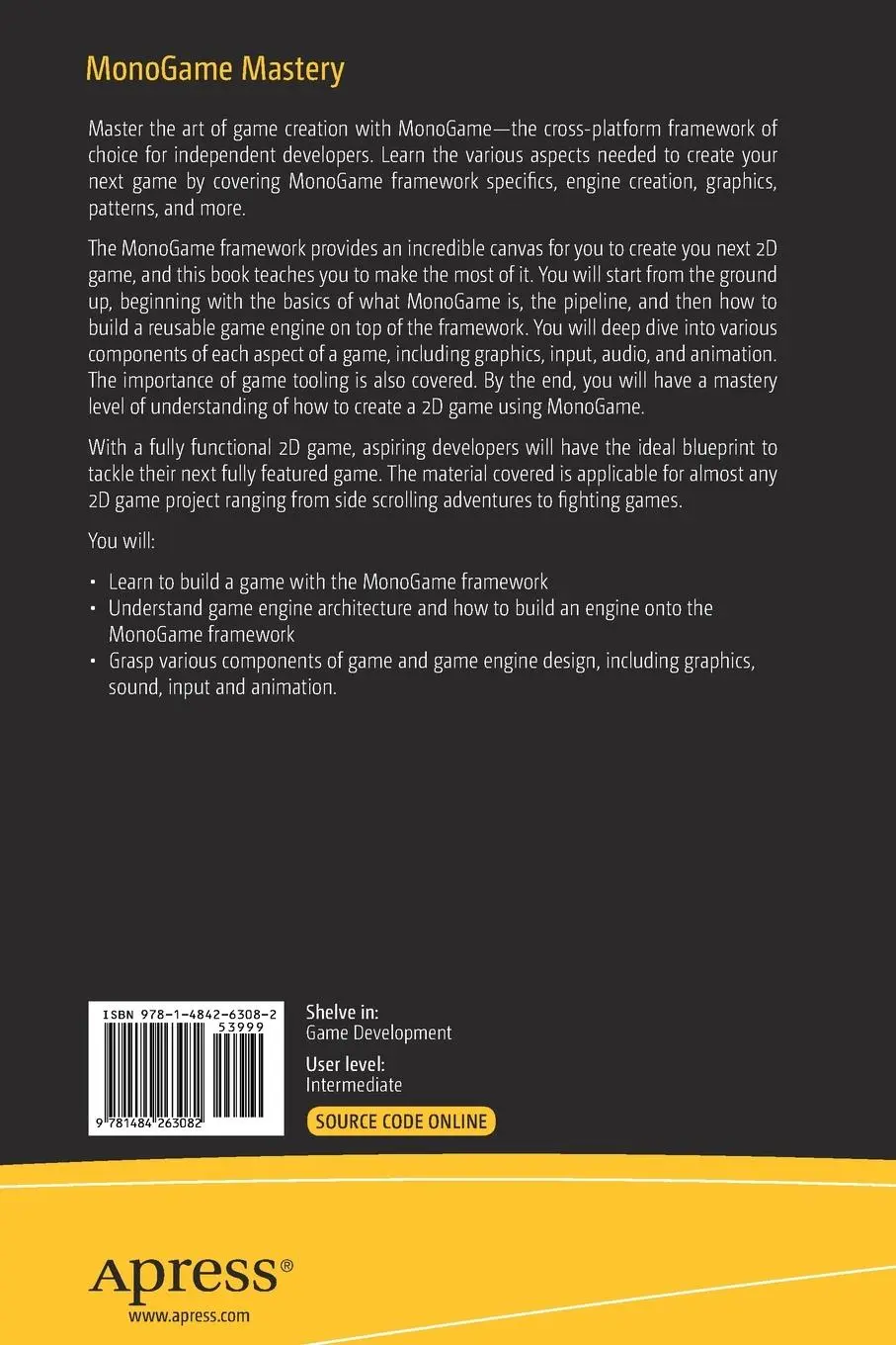 Rückseite: 9781484263082 | MonoGame Mastery | Louis Salin (u. a.) | Taschenbuch | xviii | 2020