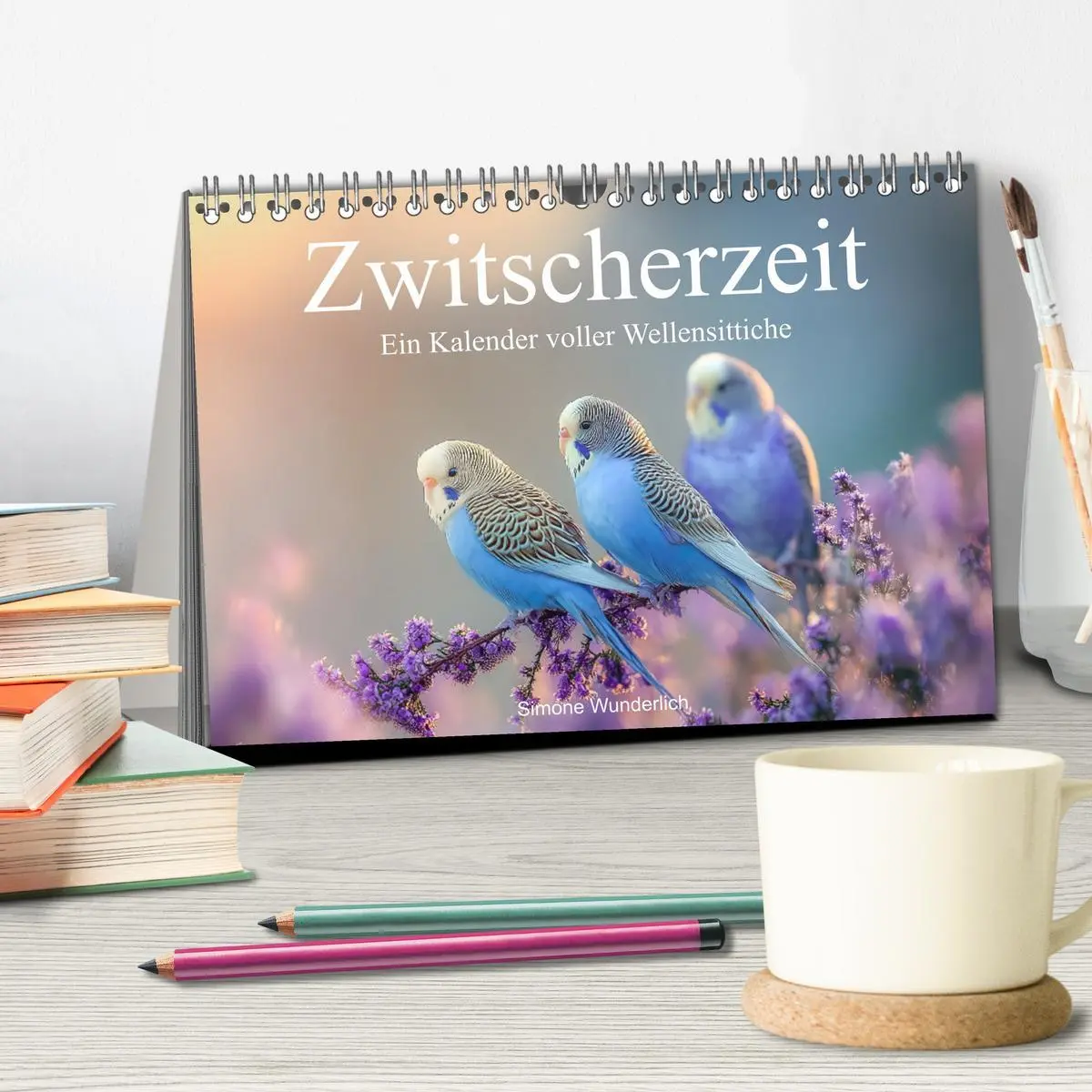 Bild: 9783516593082 | Zwitscherzeit - Ein Kalender voller Wellensittiche (Tischkalender...
