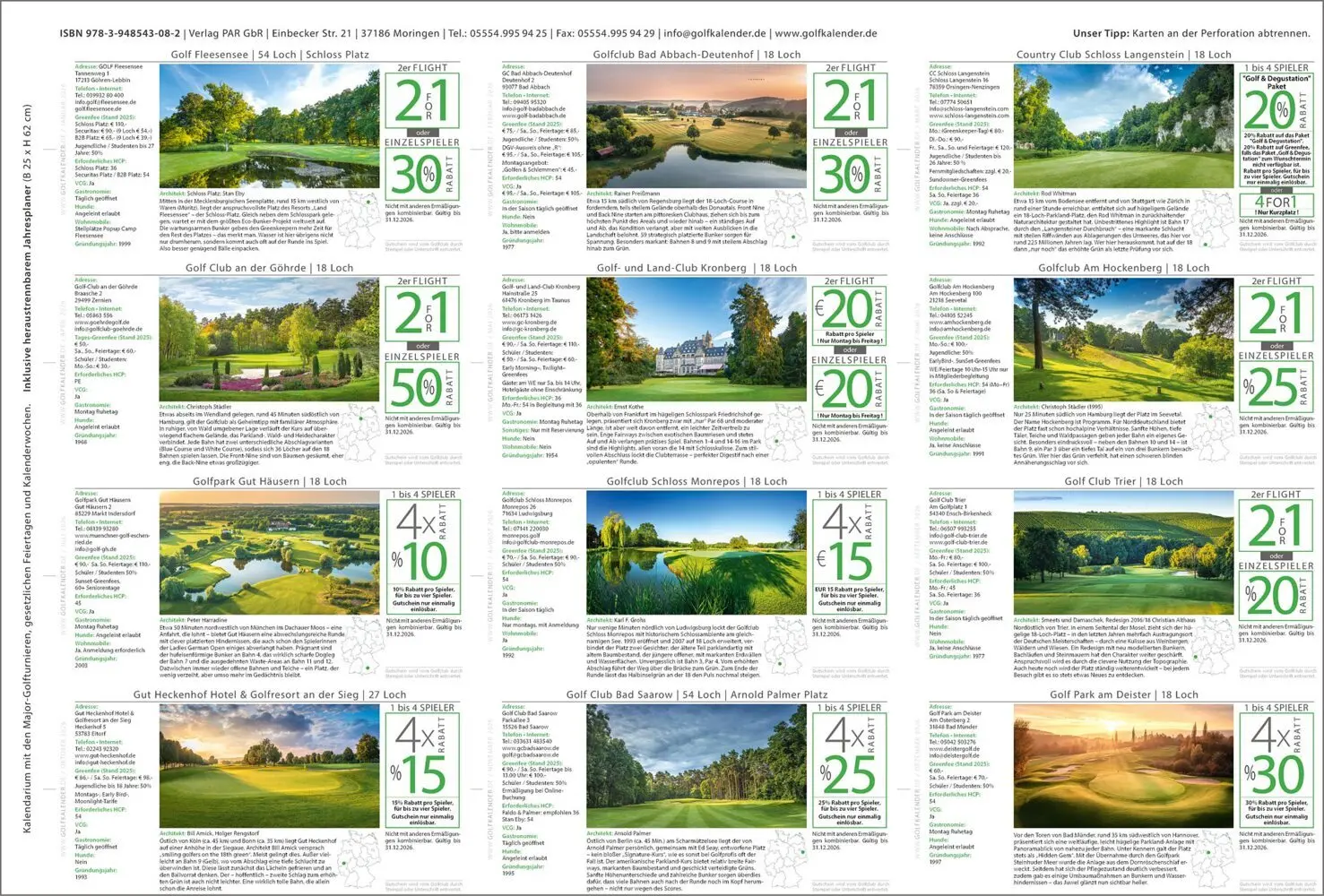 Bild: 9783948543082 | Golfkalender 2026 | Ralph Dörnte | Kalender | Spiralbindung | Deutsch