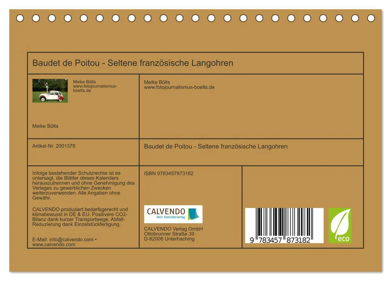 Bild: 9783457873182 | Baudet de Poitou - Seltene französische Langohren (Tischkalender...