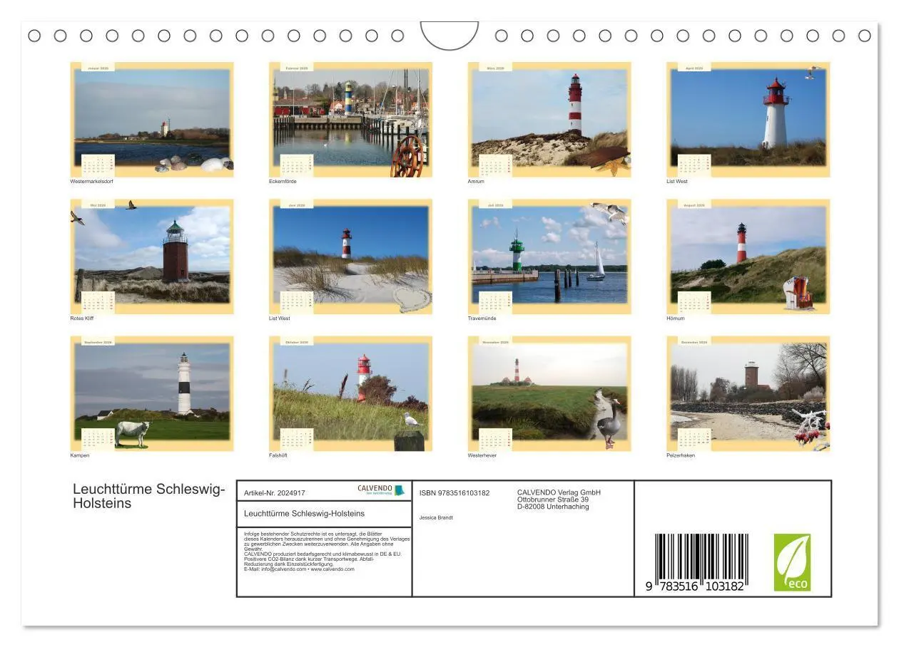 Bild: 9783516103182 | Leuchttürme Schleswig-Holsteins (Wandkalender 2026 DIN A4 quer),...
