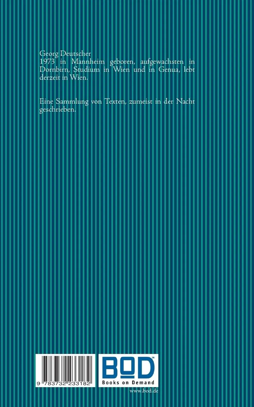 Rückseite: 9783732233182 | Texte der Nacht | Georg Deutscher | Taschenbuch | 92 S. | Deutsch