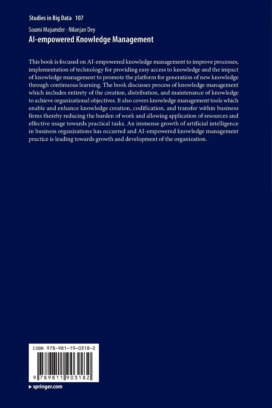 Rückseite: 9789811903182 | AI-empowered Knowledge Management | Nilanjan Dey (u. a.) | Taschenbuch