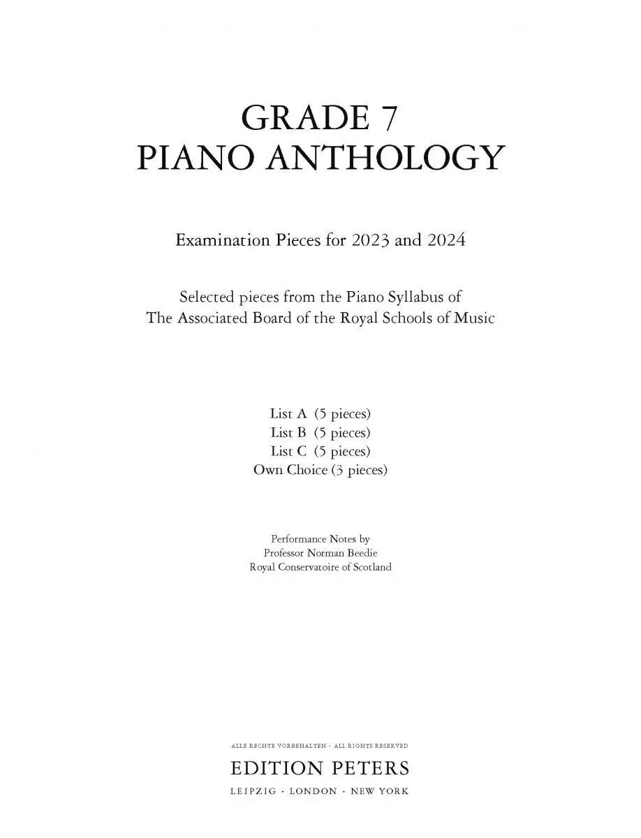 Cover: 9790577023182 | Grade 7: Piano Anthology - Examination Pieces for 2023 and 2024-...