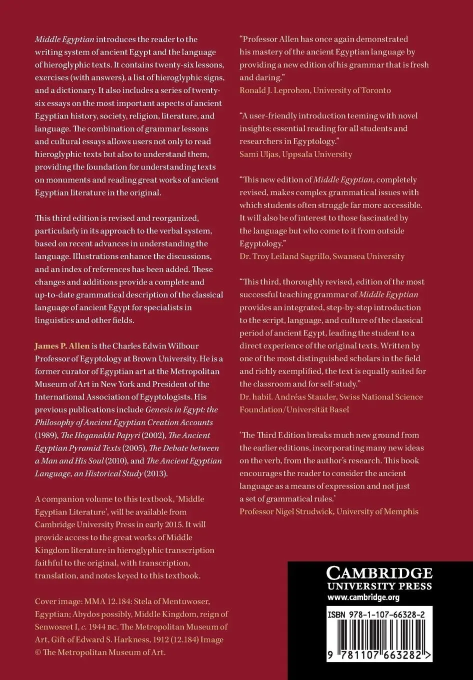 Rückseite: 9781107663282 | Middle Egyptian | James Allen | Taschenbuch | Kartoniert / Broschiert