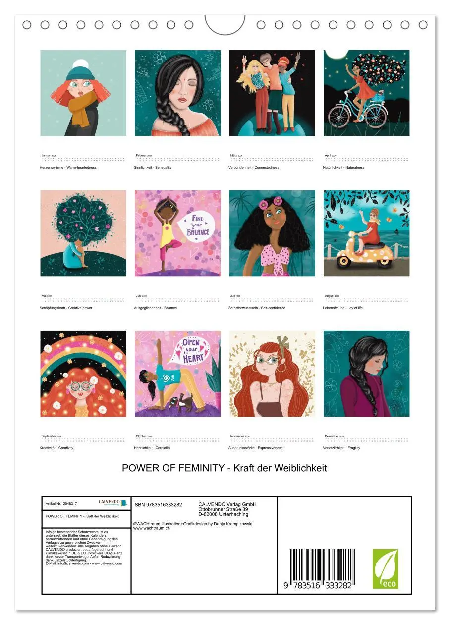 Bild: 9783516333282 | POWER OF FEMINITY - Kraft der Weiblichkeit (Wandkalender 2026 DIN...