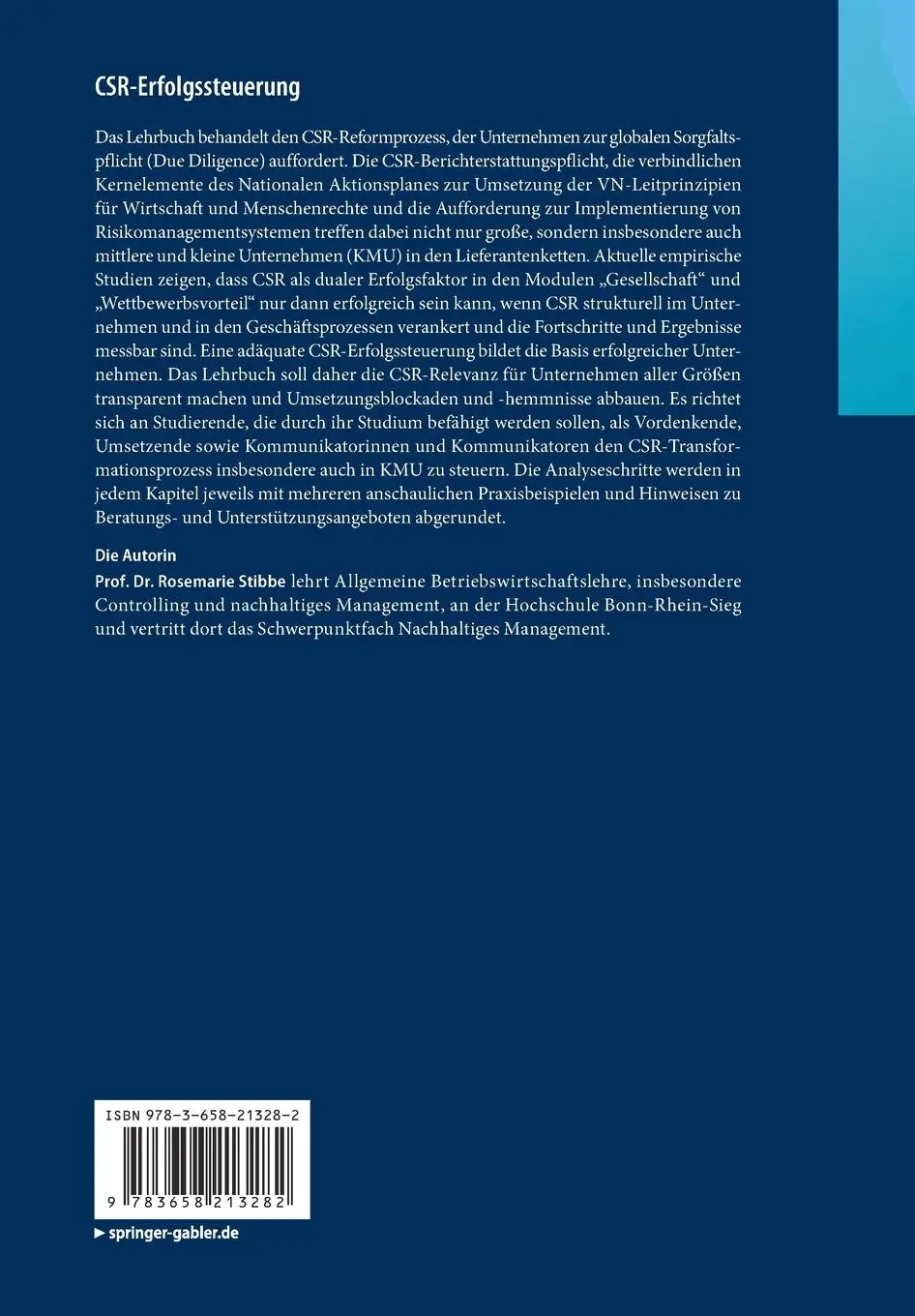 Rückseite: 9783658213282 | CSR-Erfolgssteuerung | Rosemarie Stibbe | Taschenbuch | xvi | Deutsch
