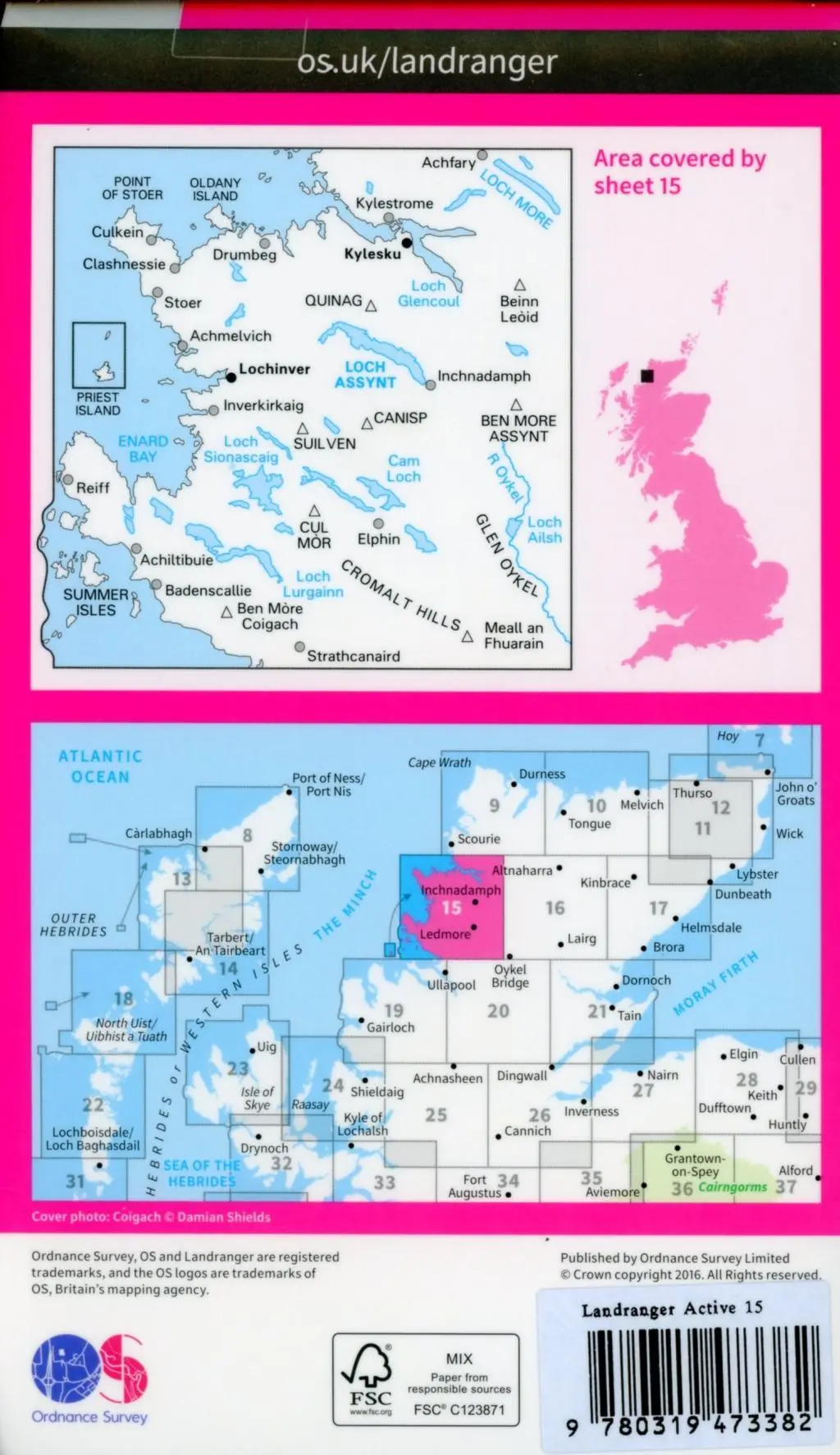 Bild: 9780319473382 | Loch Assynt, Lochinver &amp; Kylesku | Ordnance Survey | (Land-)Karte