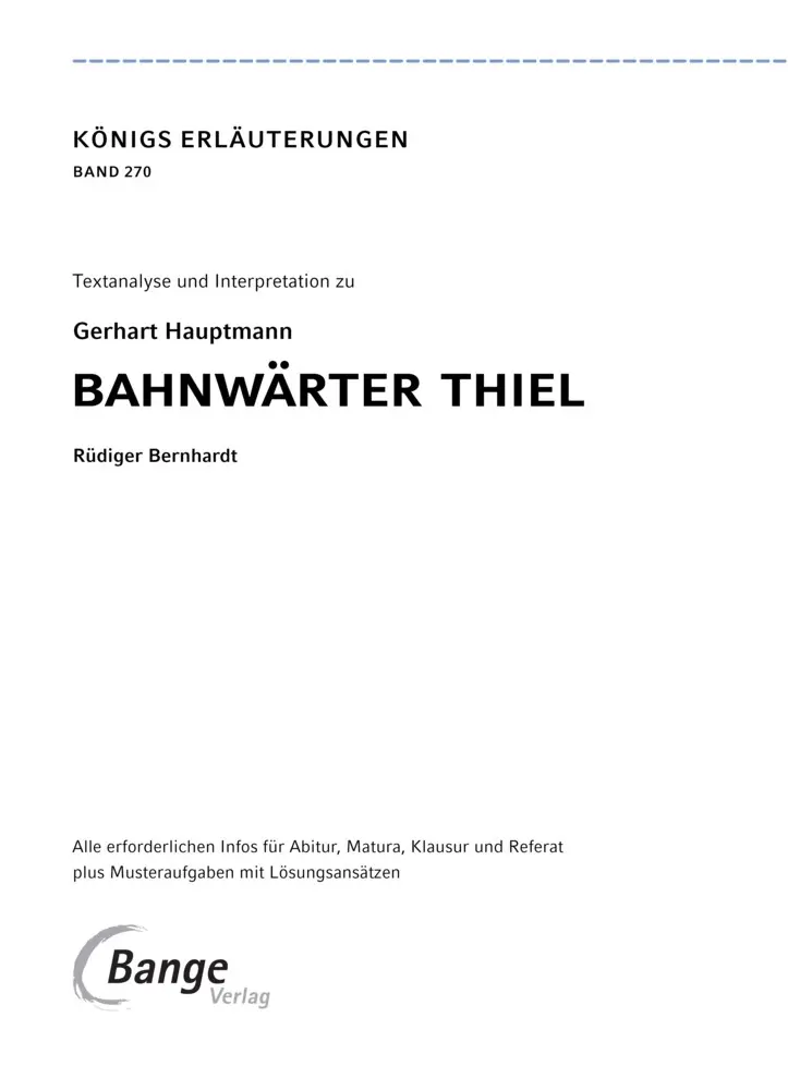 Bild: 9783129303382 | Bahnwärter Thiel von Gerhart Hauptmann | Gerhart Hauptmann | Buch