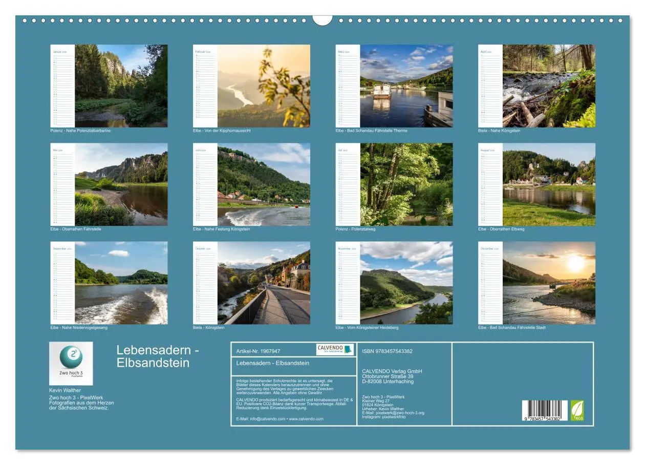 Bild: 9783457543382 | Lebensadern - Elbsandstein (Wandkalender 2026 DIN A2 quer),...
