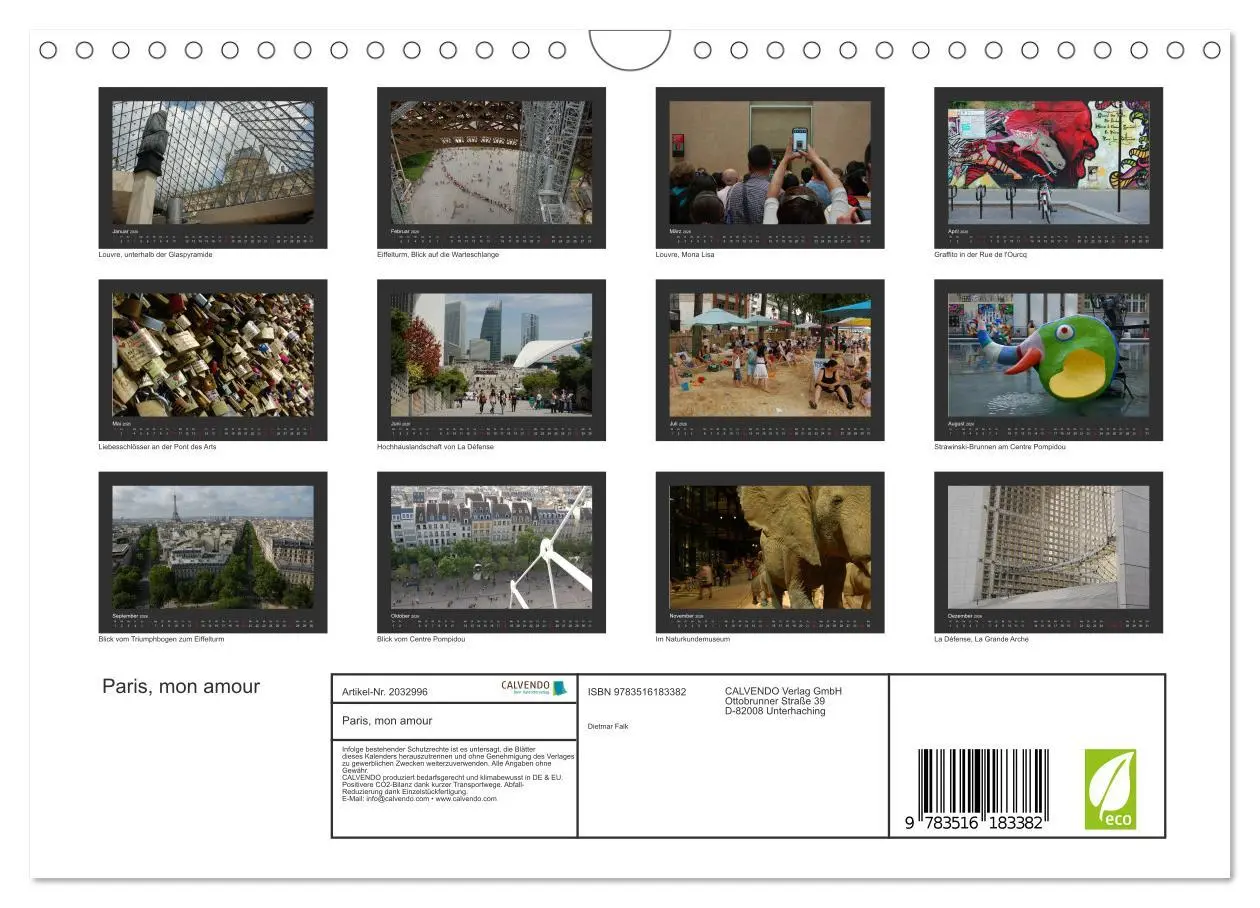 Bild: 9783516183382 | Paris, mon amour (Wandkalender 2026 DIN A4 quer), CALVENDO...