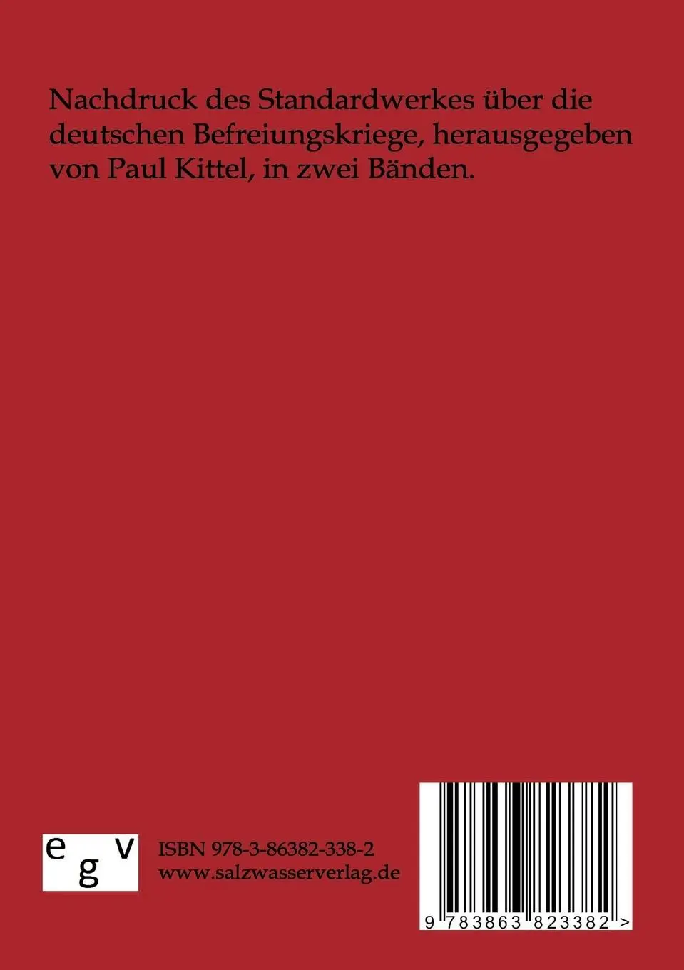 Rückseite: 9783863823382 | Die deutschen Befreiungskriege | Zweiter Band | Paul Kittel | Buch
