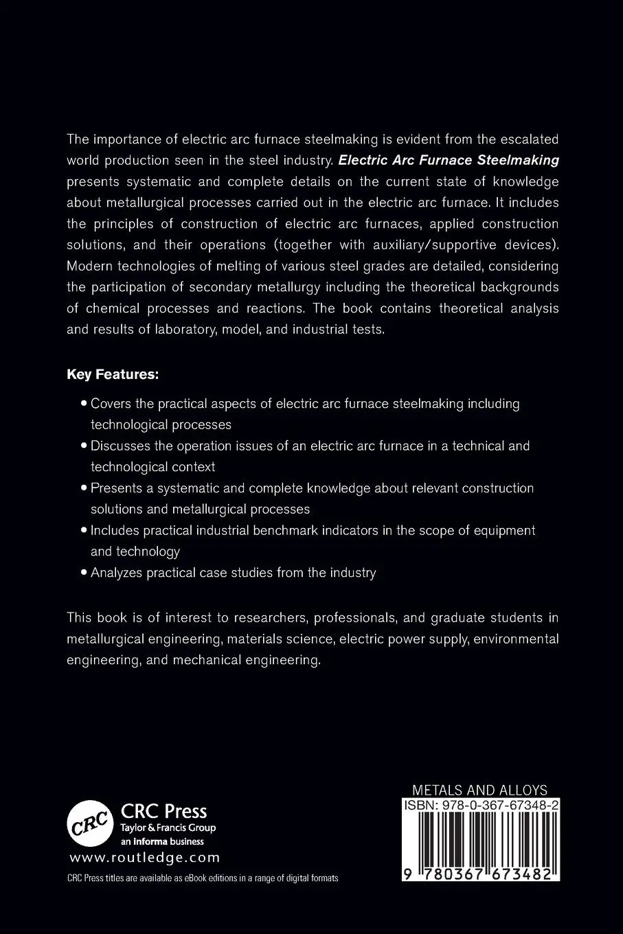 Rückseite: 9780367673482 | Electric Arc Furnace Steelmaking | Miroslaw Karbowniczek | Taschenbuch