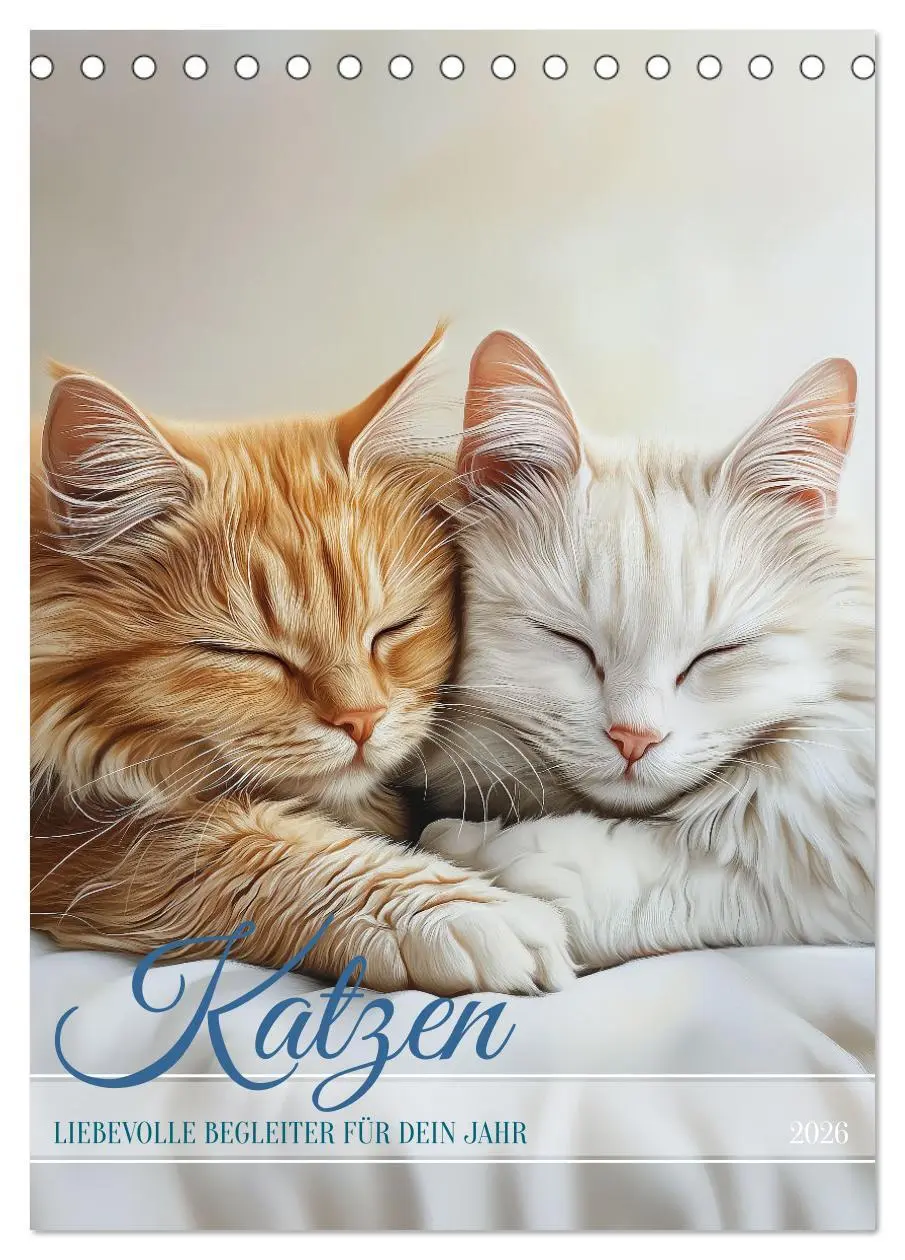 Cover: 9783516243482 | Katzen (Tischkalender 2026 DIN A5 hoch), CALVENDO Monatskalender