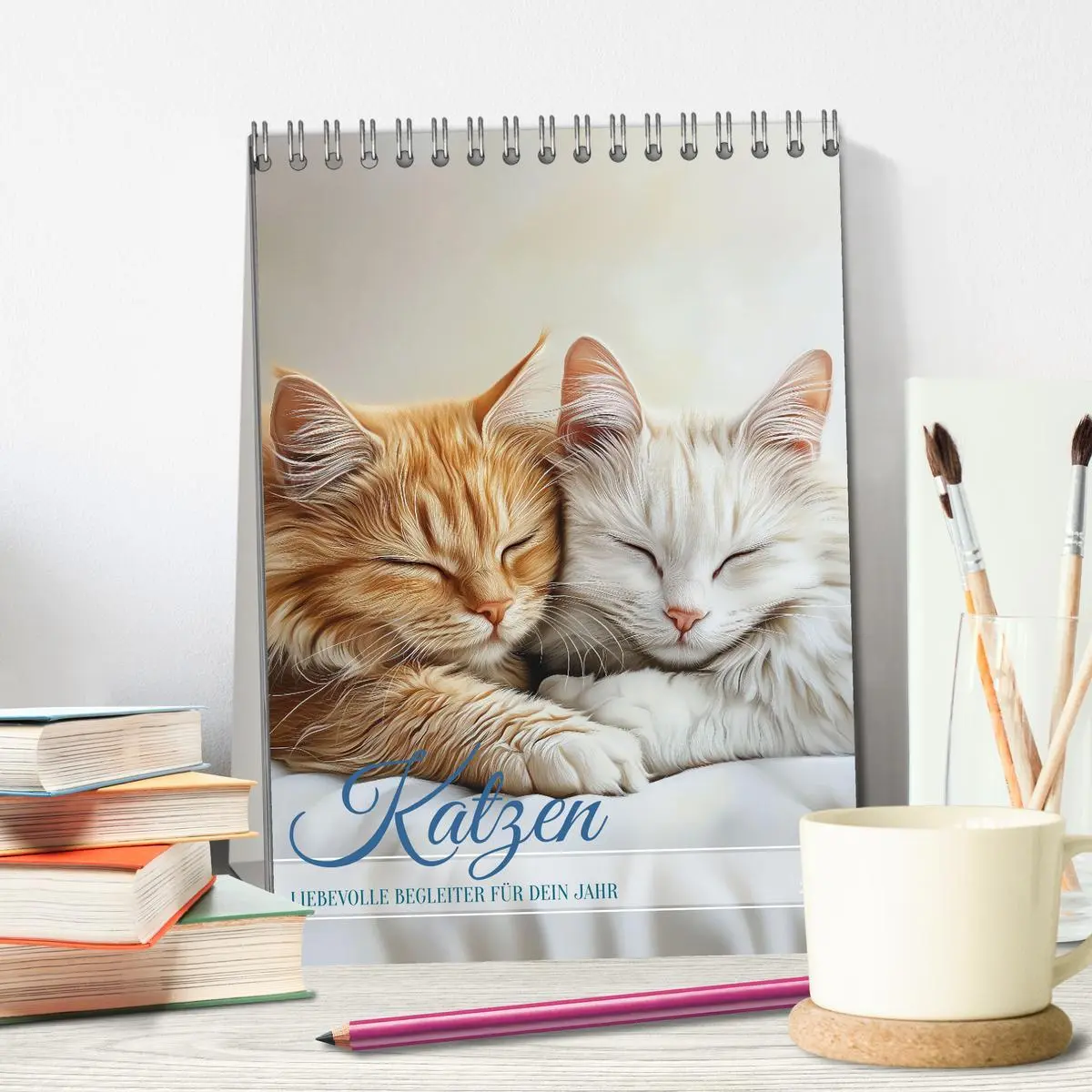 Bild: 9783516243482 | Katzen (Tischkalender 2026 DIN A5 hoch), CALVENDO Monatskalender