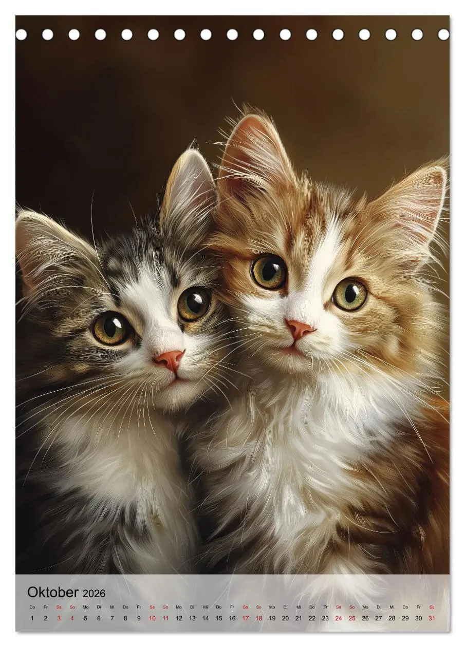 Bild: 9783516243482 | Katzen (Tischkalender 2026 DIN A5 hoch), CALVENDO Monatskalender