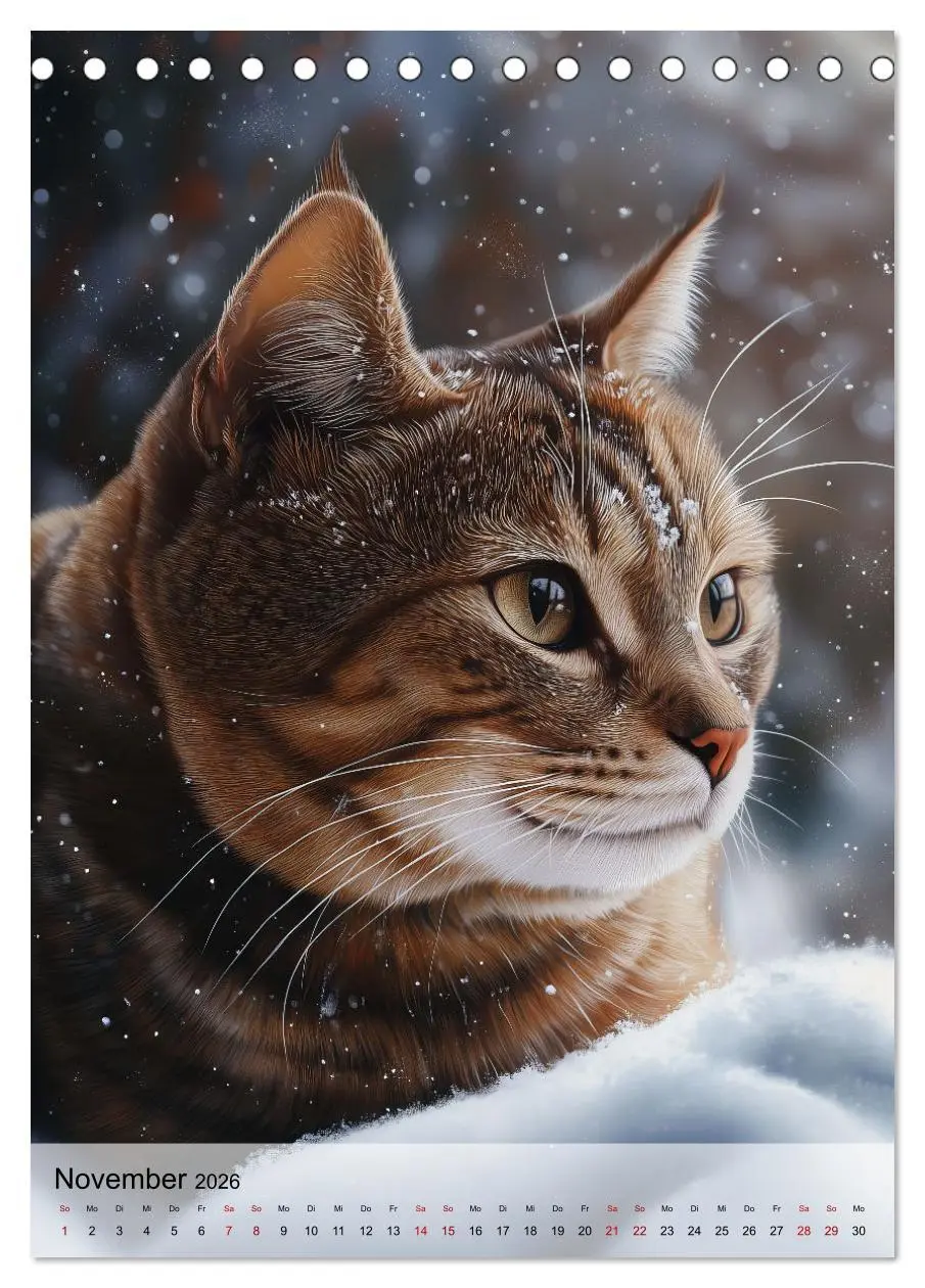 Bild: 9783516243482 | Katzen (Tischkalender 2026 DIN A5 hoch), CALVENDO Monatskalender