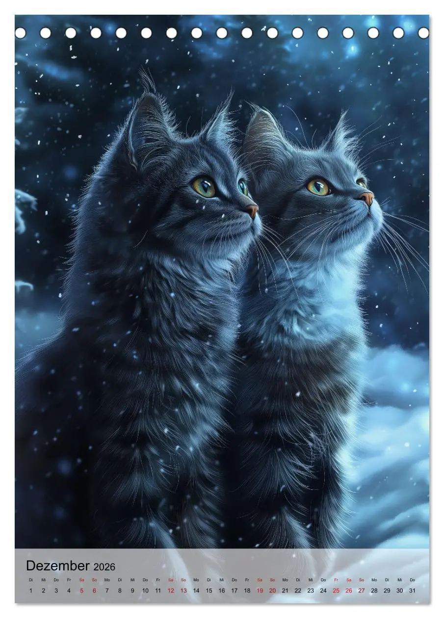 Bild: 9783516243482 | Katzen (Tischkalender 2026 DIN A5 hoch), CALVENDO Monatskalender