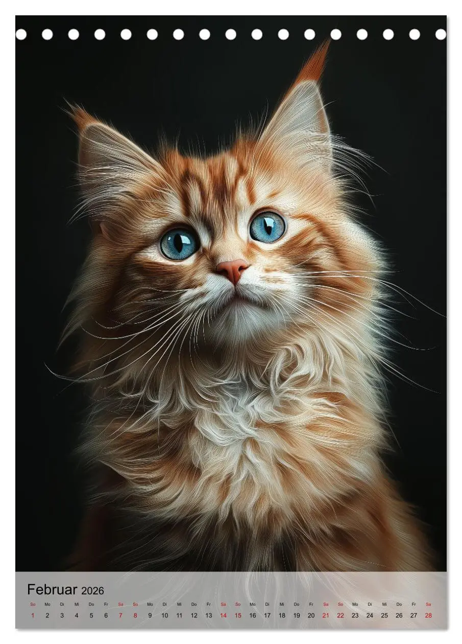 Bild: 9783516243482 | Katzen (Tischkalender 2026 DIN A5 hoch), CALVENDO Monatskalender