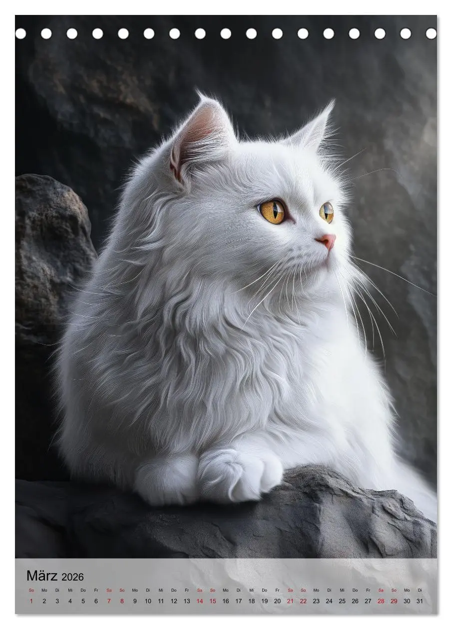 Bild: 9783516243482 | Katzen (Tischkalender 2026 DIN A5 hoch), CALVENDO Monatskalender