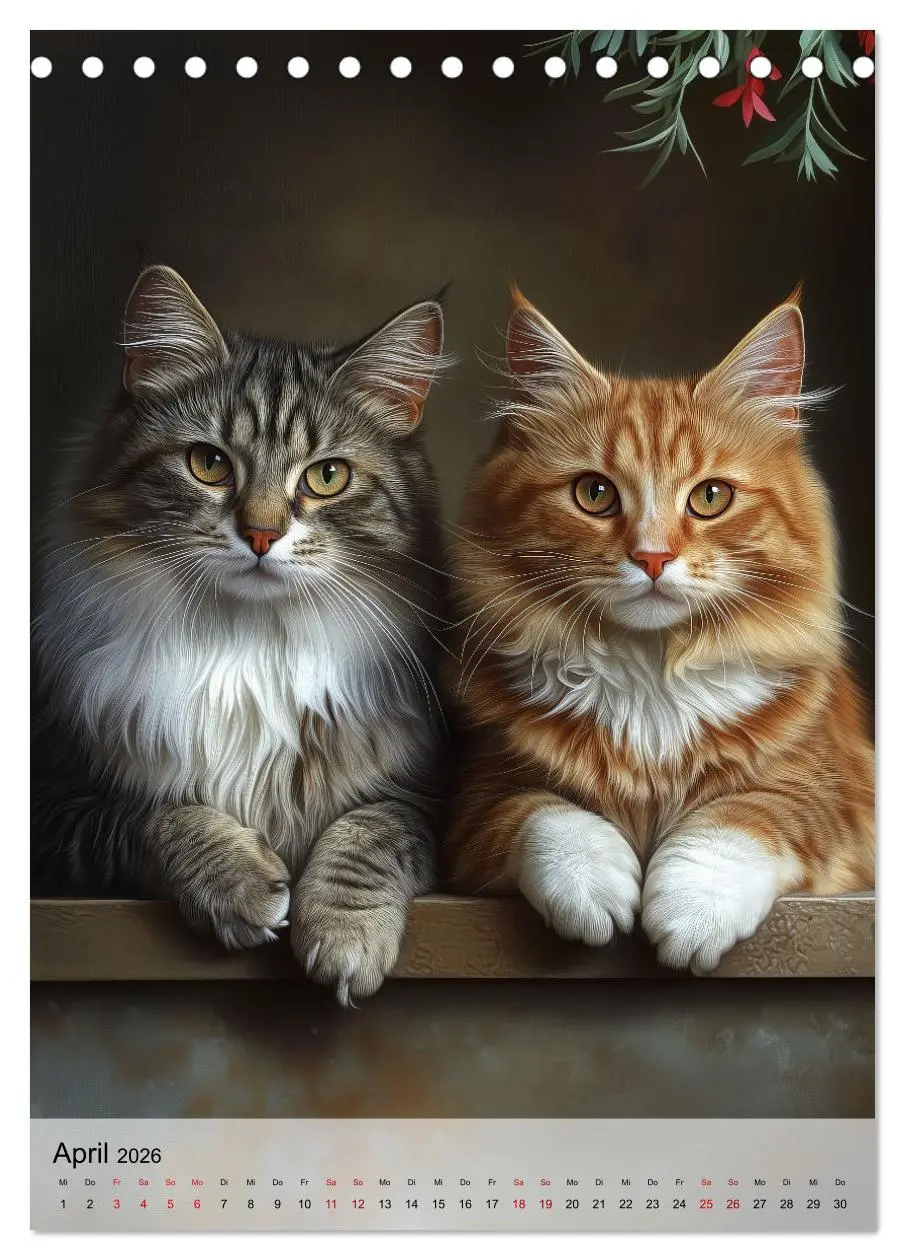Bild: 9783516243482 | Katzen (Tischkalender 2026 DIN A5 hoch), CALVENDO Monatskalender