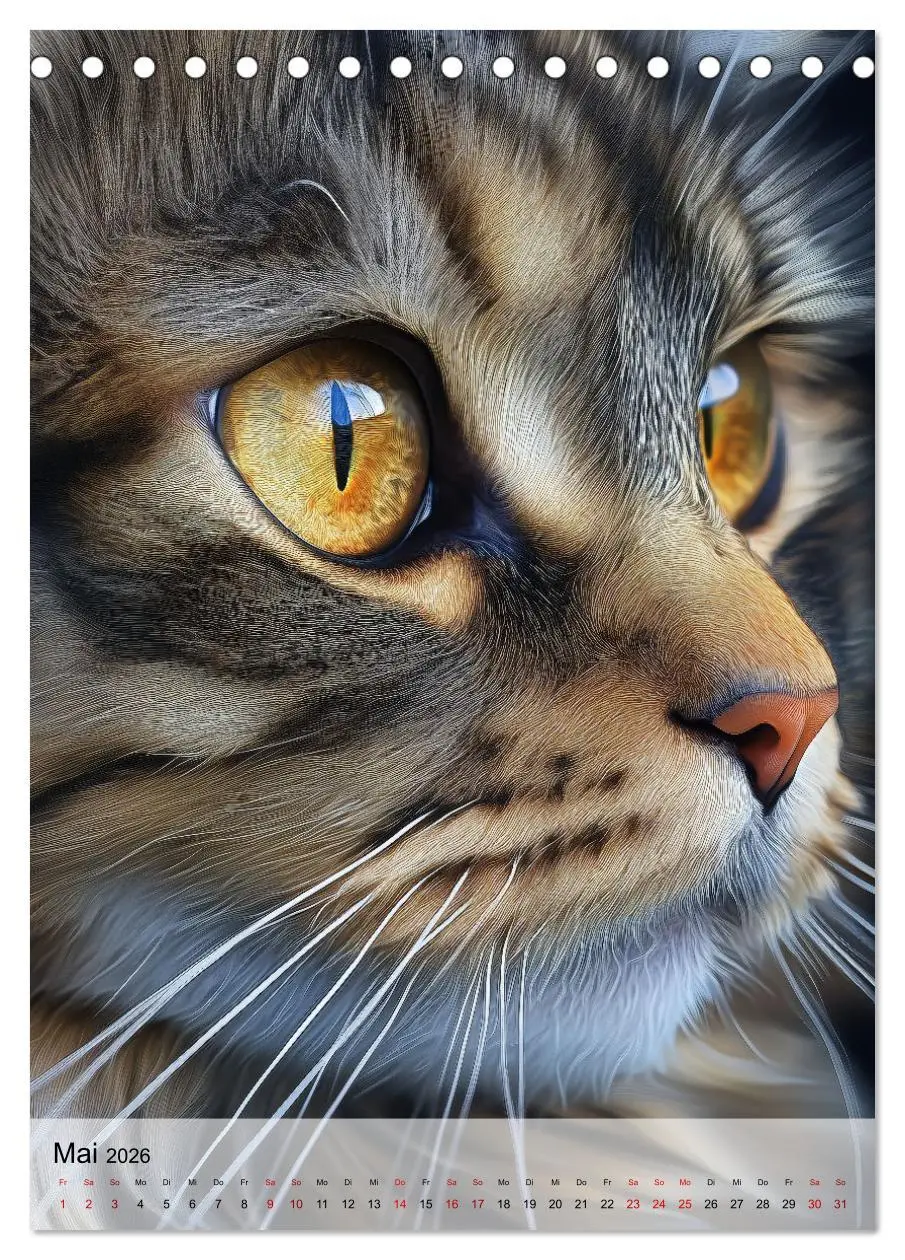 Bild: 9783516243482 | Katzen (Tischkalender 2026 DIN A5 hoch), CALVENDO Monatskalender