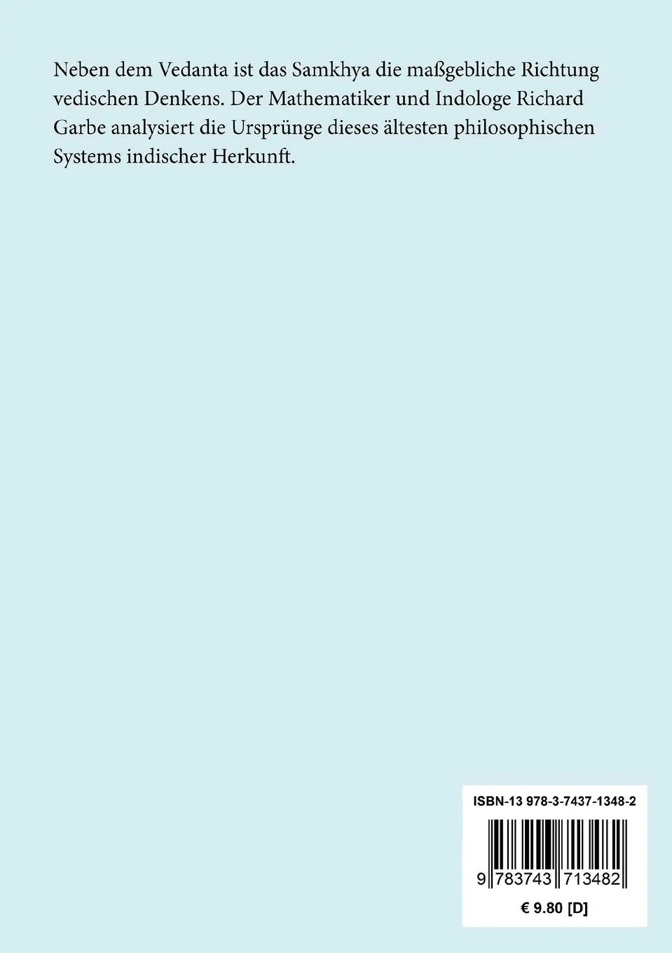Rückseite: 9783743713482 | Die Samkhya-Philosophie | Richard Garbe | Taschenbuch | 180 S. | 2017