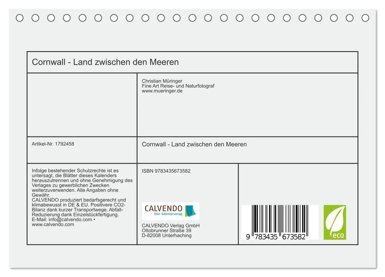 Bild: 9783435673582 | Cornwall - Land zwischen den Meeren (Tischkalender 2025 DIN A5...