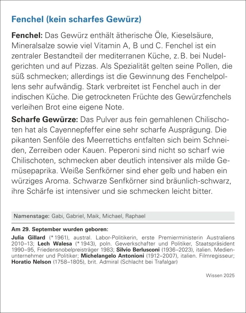 Bild: 9783840033582 | Wissen Tagesabreißkalender 2025 - Quizfragen aus Geschichte,...
