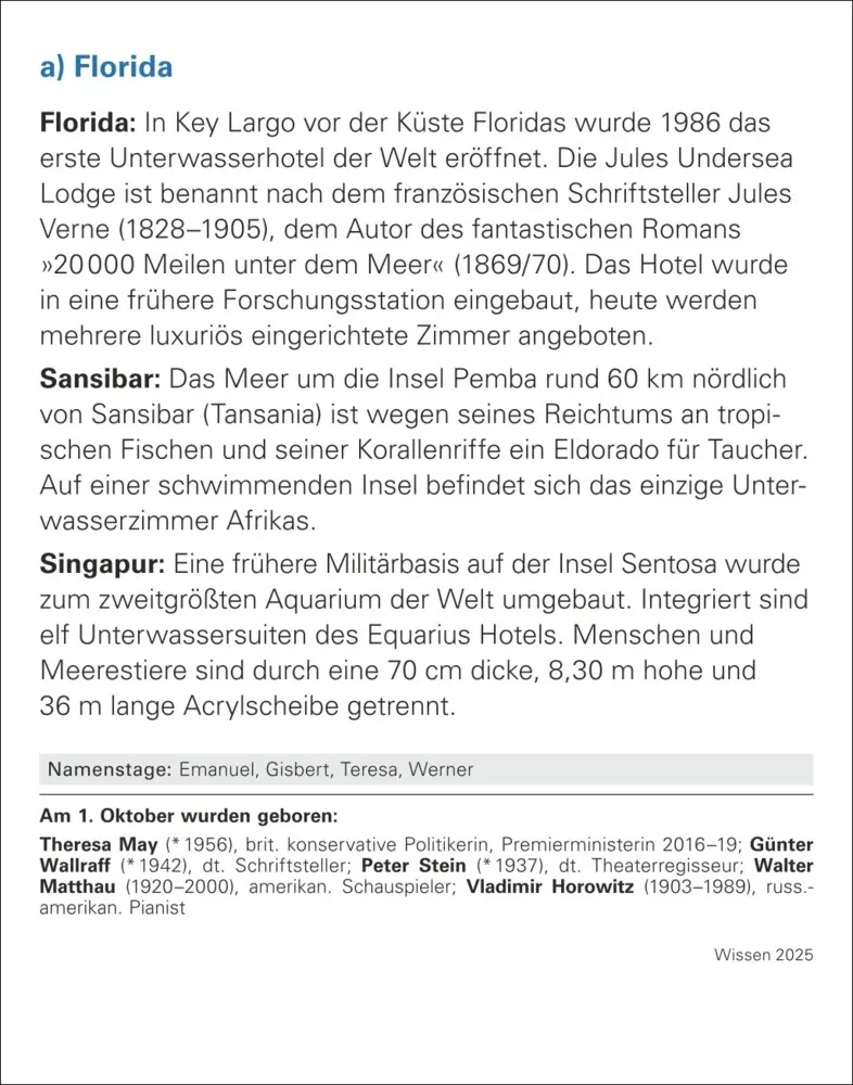 Bild: 9783840033582 | Wissen Tagesabreißkalender 2025 - Quizfragen aus Geschichte,...