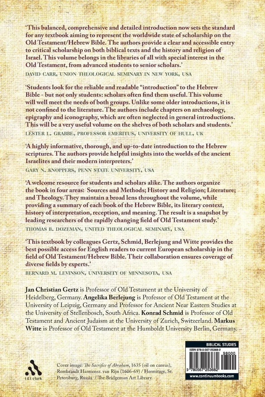 Rückseite: 9780567253682 | T&amp;T Clark Handbook of the Old Testament | Jan Christian Gertz (u. a.)