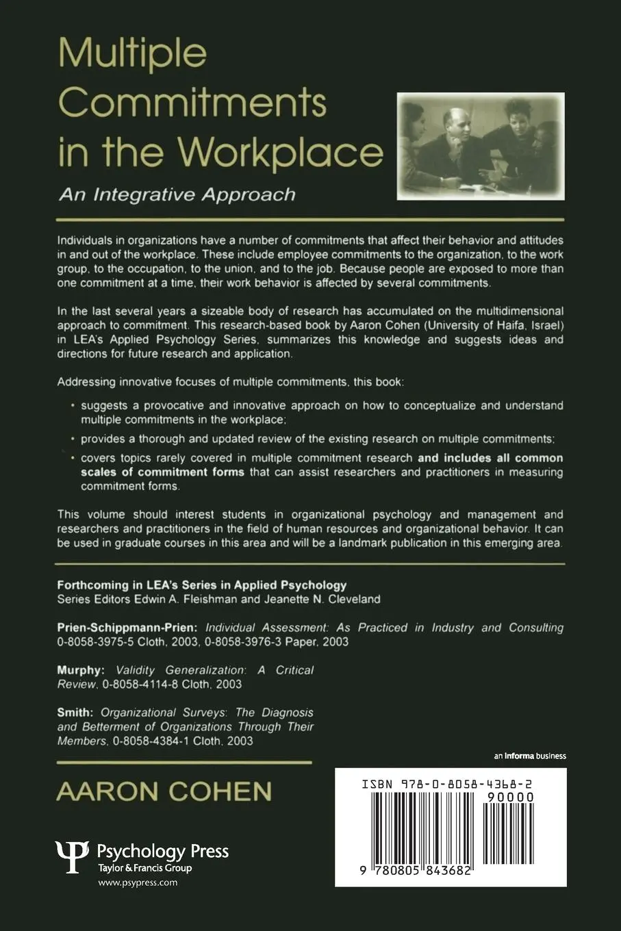 Rückseite: 9780805843682 | Multiple Commitments in the Workplace | An Integrative Approach | Buch
