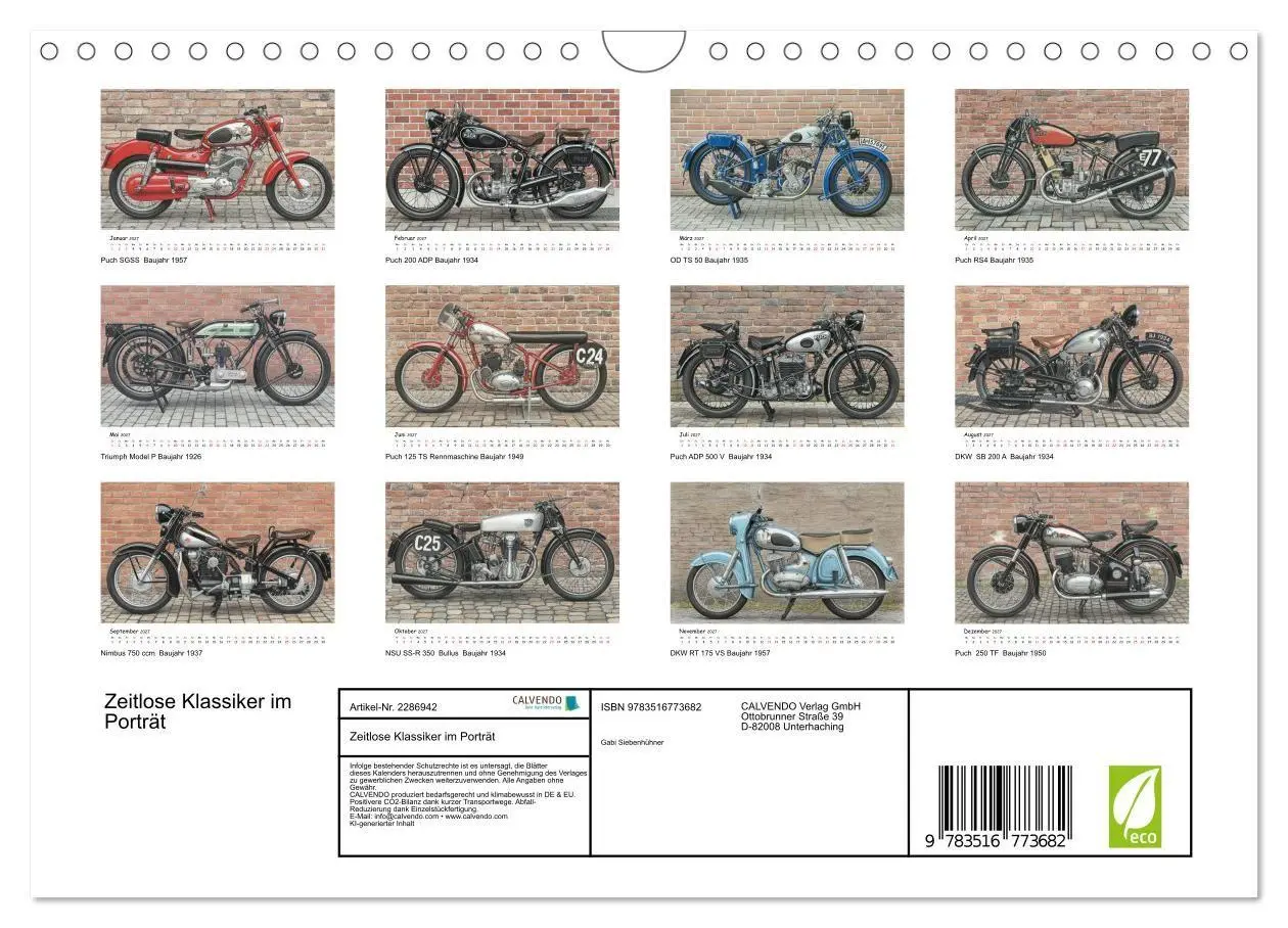 Bild: 9783516773682 | Zeitlose Klassiker im Porträt (Wandkalender 2027 DIN A4 quer),...