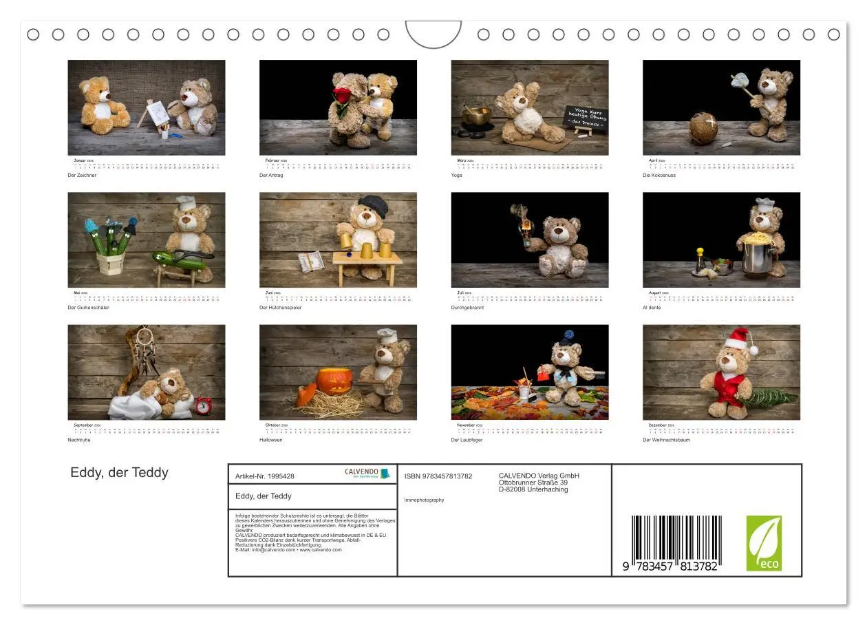 Bild: 9783457813782 | Eddy, der Teddy (Wandkalender 2026 DIN A4 quer), CALVENDO...