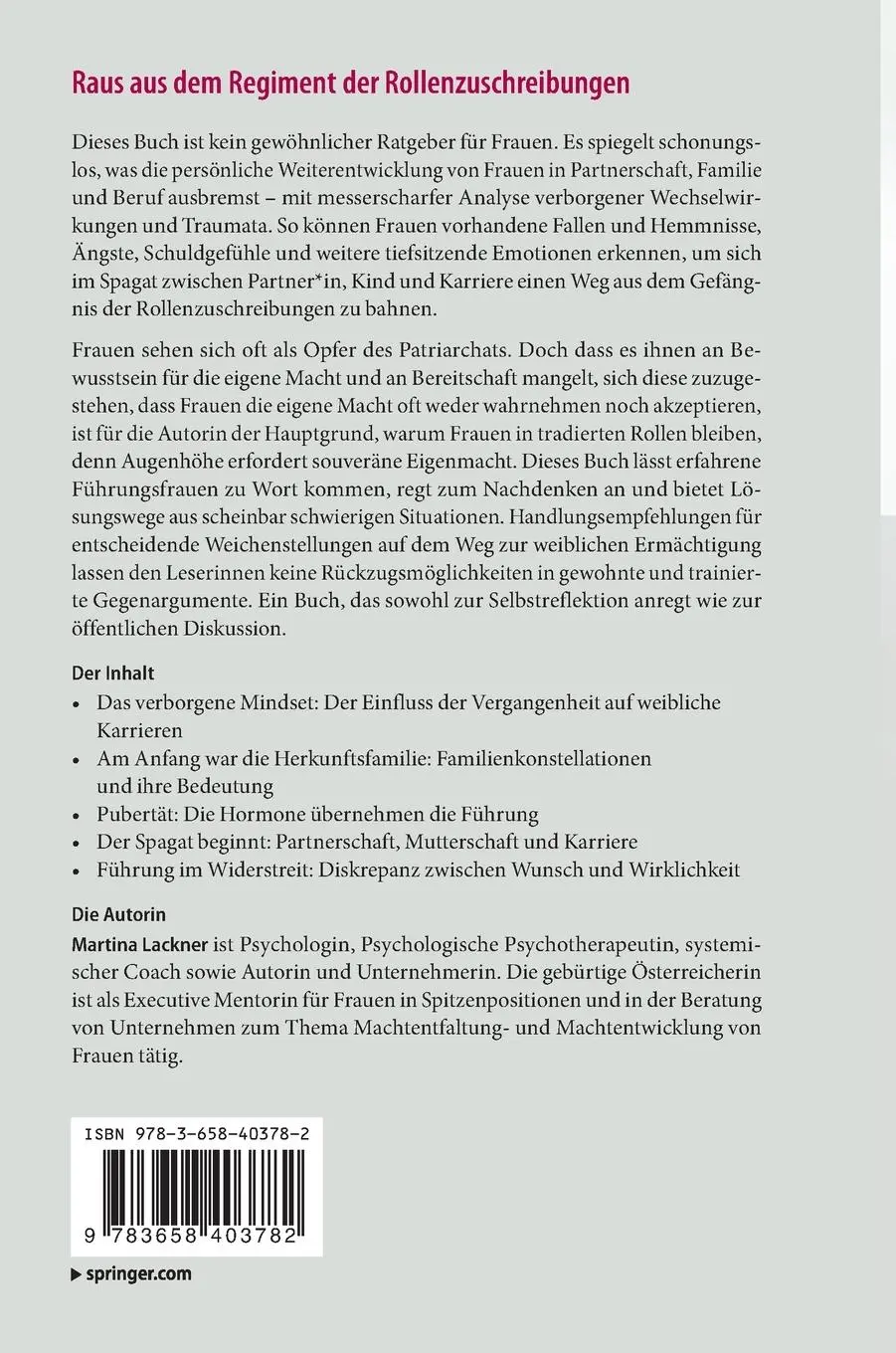 Rückseite: 9783658403782 | Raus aus dem Regiment der Rollenzuschreibungen | Martina Lackner